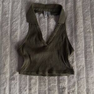 H&M green halter cropped top